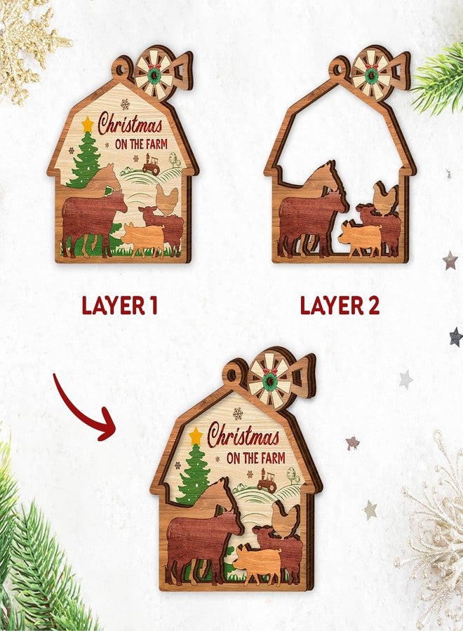 Veryhomy Farmhouse Christmas Ornaments 2025 - Wooden Rustic Farm Animal Ornaments for Christmas Tree Hanging Decor - Barn Farm Gifts for Women, Men, Farmer Gifts for Animal Lovers, Family, Friends - Image 3